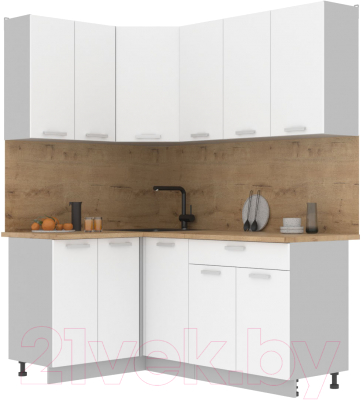 Кухонный гарнитур Интерлиния Мила Лайт 1.2x1.8 (белый платинум/белый платинум/дуб бунратти) - фото
