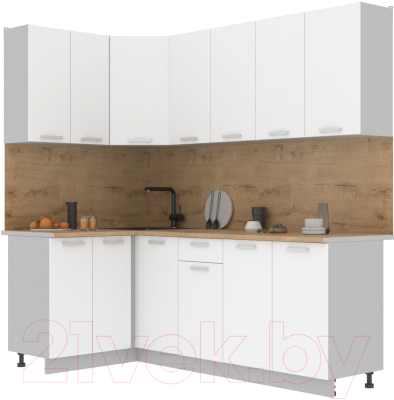 Кухонный гарнитур Интерлиния Мила Лайт 1.2x2.2 (белый платинум/белый платинум/дуб бунратти) - фото