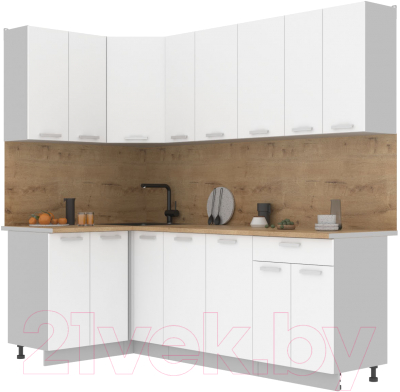 Кухонный гарнитур Интерлиния Мила Лайт 1.2x2.3 (белый платинум/белый платинум/дуб бунратти) - фото