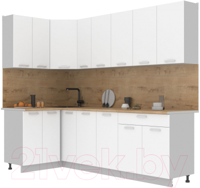 Кухонный гарнитур Интерлиния Мила Лайт 1.2x2.5 (белый платинум/белый платинум/дуб бунратти) - фото