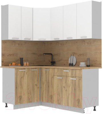 Кухонный гарнитур Интерлиния Мила Лайт 1.2x1.8 (белый платинум/дуб золотой/дуб бунратти) - фото