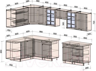 Готовая кухня Интерлиния Берес 1.7x3.2 левая