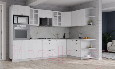 Кухонный гарнитур Интерлиния Берес 1.68x2.8 ВТ правая (дуб полярный/серый каспий)