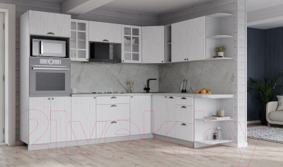 Кухонный гарнитур Интерлиния Берес 1.88x2.6 ВТ правая (дуб полярный/серый каспий)