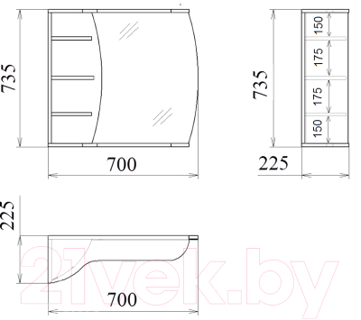 Шкаф с зеркалом для ванной Гамма 18м
