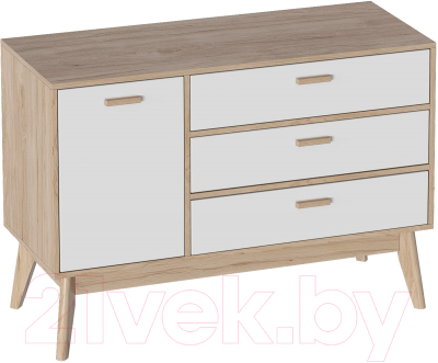 Тумба Мебельград Калгари 1200 119.5x45x82 (дуб натуральный светлый/белый матовый) - фото