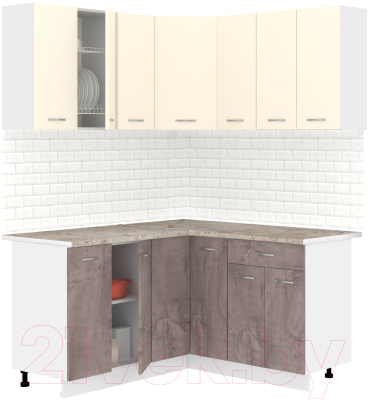 Кухонный гарнитур Кортекс-мебель Корнелия Лира 1.5x1.5 (крем/оникс/марсель) - фото