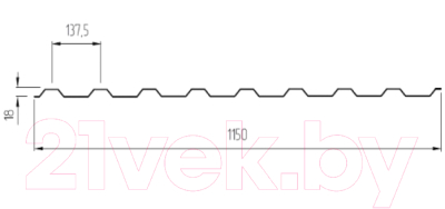 Монолитный поликарбонат Sunnex МП-20 Профилированный 1150x3000x0.8мм