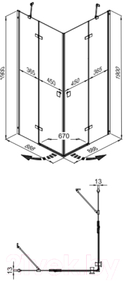 Душевой уголок Triton Дельта-Хром 90x90 (без поддона)