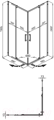 Душевой уголок Triton Каппа-Хром 90x90 (без поддона)