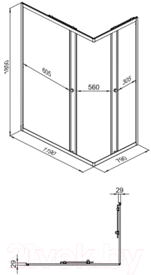 Душевой уголок Triton Вента-Блэк 120x80 (без поддона)
