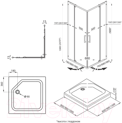 Душевой уголок Triton Каппа-Хром 90x90 (с поддоном)