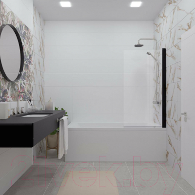 Стеклянная шторка для ванны Triton Соло-Блэк 75x140