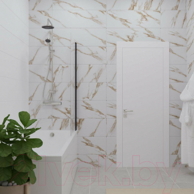 Стеклянная шторка для ванны Triton Соло-Блэк 75x140