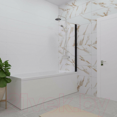 Стеклянная шторка для ванны Triton Соло-Блэк 75x140