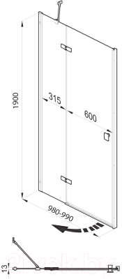 Душевая дверь Triton Бруно 99x190