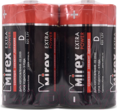 Комплект батареек Mirex R20 D 1.5V / 23702-ER20-S2 - фото