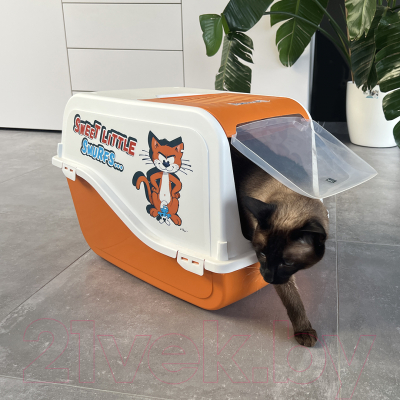 Туалет-домик Duvo Plus Azrael / 13604/DV (оранжевый/белый)