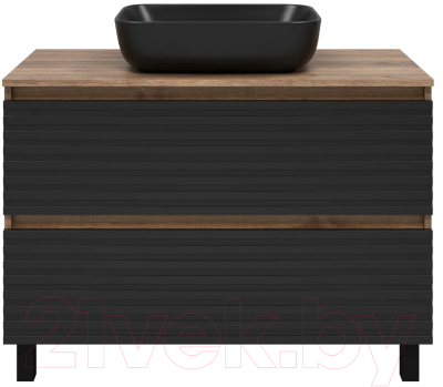 Тумба под умывальник Brevita Dakota DAK-07100-19/02-2Я (черный/темное дерево) - фото