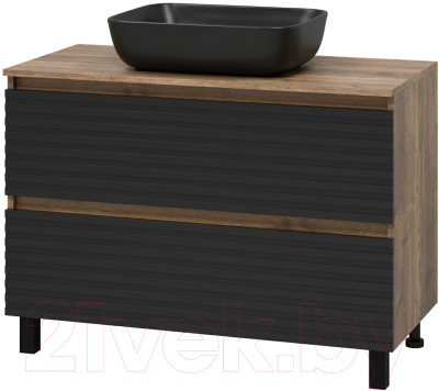 Тумба под умывальник Brevita Dakota DAK-07100-19/02-2Я (черный/темное дерево)