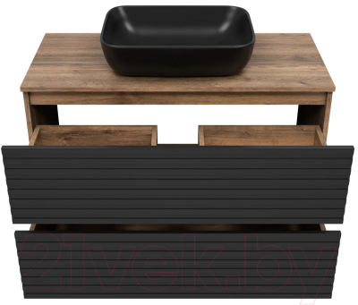 Тумба под умывальник Brevita Dakota DAK-07100-19/02-2Я (черный/темное дерево)