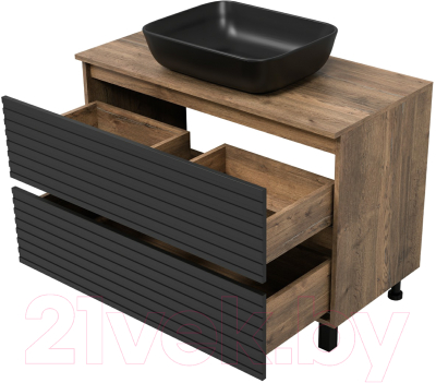 Тумба под умывальник Brevita Dakota DAK-07100-19/02-2Я (черный/темное дерево)