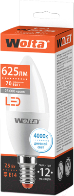 Лампа Wolta Свеча-C37 25SC7.5E14