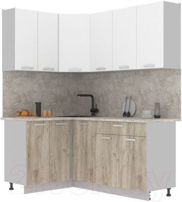 Кухонный гарнитур Интерлиния Мила Лайт 1.2x1.8 (белый платинум/дуб серый/малага) - фото