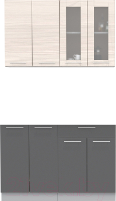 Кухонный гарнитур Интерлиния Мила 12 без столешницы (вудлайн кремовый/антрацит) - фото