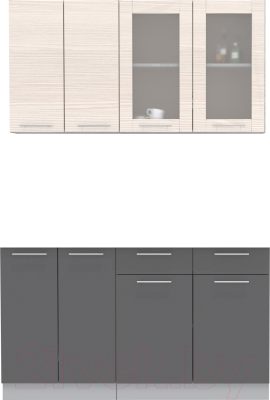 Кухонный гарнитур Интерлиния Мила 14-60 без столешницы (вудлайн кремовый/антрацит) - фото