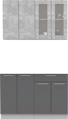 Кухонный гарнитур Интерлиния Мила 12 без столешницы (бетон/антрацит) - фото