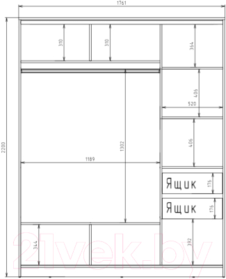 Шкаф-купе Рэйгрупп 176 SSX Elgon РГ-09.05
