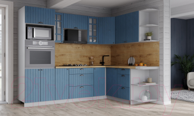 Кухонный гарнитур Интерлиния Берес 1.68x2.4 ВТ правая (дуб лазурный/дуб бунратти)