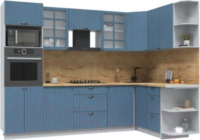 Кухонный гарнитур Интерлиния Берес 1.68x2.8 ВТ правая (дуб лазурный/дуб бунратти) - фото