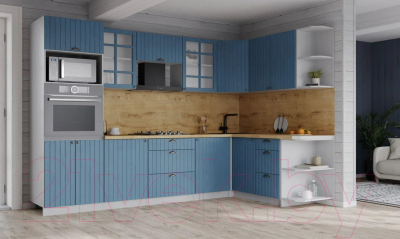 Кухонный гарнитур Интерлиния Берес 1.68x2.8 ВТ правая (дуб лазурный/дуб бунратти)