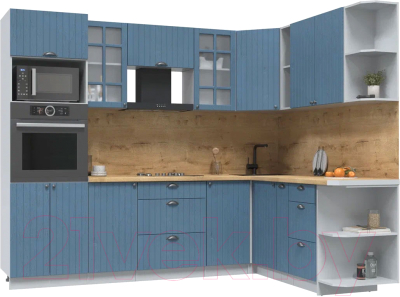 Кухонный гарнитур Интерлиния Берес 1.88x2.6 ВТ правая (дуб лазурный/дуб бунратти) - фото