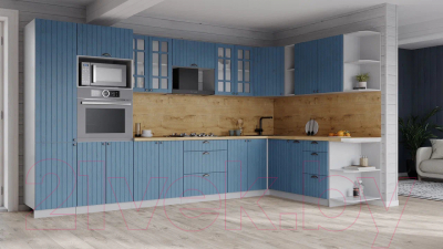 Кухонный гарнитур Интерлиния Берес 1.88x3.4 ВТ правая (дуб лазурный/дуб бунратти)