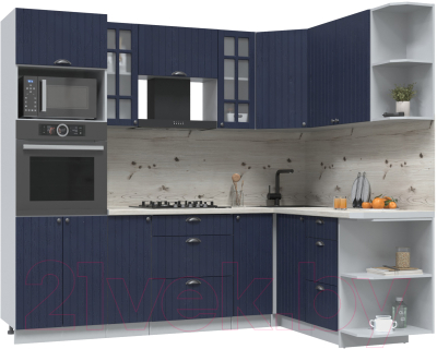 Кухонный гарнитур Интерлиния Берес 1.68x2.4 ВТ правая (дуб королевский/бискайская сосна) - фото