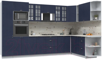 Кухонный гарнитур Интерлиния Берес 1.88x3.4 ВТ правая (дуб королевский/бискайская сосна) - фото