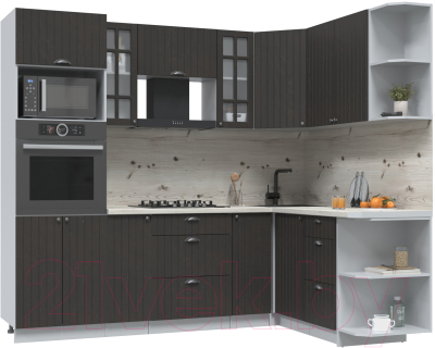 Кухонный гарнитур Интерлиния Берес 1.68x2.4 ВТ правая (дуб английский/бискайская сосна) - фото