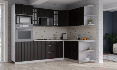 Кухонный гарнитур Интерлиния Берес 1.68x2.4 ВТ правая (дуб английский/бискайская сосна)