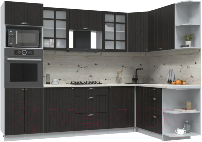 Кухонный гарнитур Интерлиния Берес 1.68x2.8 ВТ правая (дуб английский/бискайская сосна) - фото