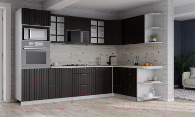 Кухонный гарнитур Интерлиния Берес 1.68x2.8 ВТ правая (дуб английский/бискайская сосна)