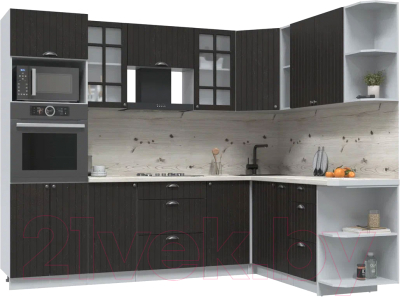 Кухонный гарнитур Интерлиния Берес 1.88x2.6 ВТ правая (дуб английский/бискайская сосна) - фото