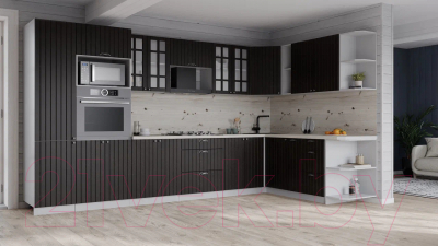 Кухонный гарнитур Интерлиния Берес 1.88x3.4 ВТ правая (дуб английский/бискайская сосна)