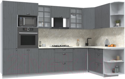 Готовая кухня Интерлиния Берес 1.68x3.2 ВТ правая - фото