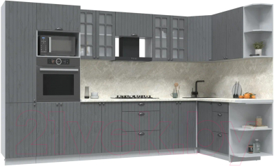 Готовая кухня Интерлиния Берес 1.68x3.4 ВТ правая - фото