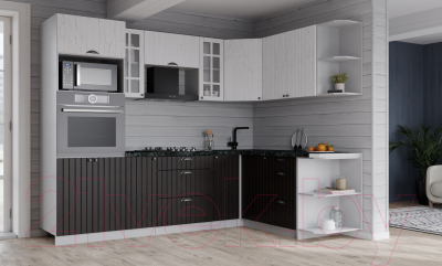 Кухонный гарнитур Интерлиния Берес 1.68x2.4 ВТ правая (дуб английский/дуб полярный/кастилло темный)