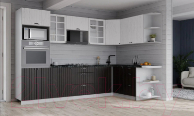 Кухонный гарнитур Интерлиния Берес 1.68x2.8 ВТ правая (дуб английский/дуб полярный/кастилло темный)