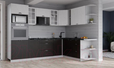 Кухонный гарнитур Интерлиния Берес 1.88x2.6 ВТ правая (дуб английский/дуб полярный/кастилло темный)